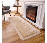 Arbosofe Ultra Soft Faux Fur Rug, Area Rugs, Beige Fluffy Shaggy Fur Rug for Bedroom & Living Room, Kids Room Decor, 2 x 6 Feet Rectangular