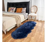 Arbosofe Ultra Soft Faux Fur Rug, Area Rugs, Dark Blue Fluffy Shaggy Fur Rug for Bedroom & Living Room, Kids Room Decor, 2 x 6 Feet Sheepskin