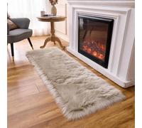 Arbosofe Ultra Soft Faux Fur Rug, Area Rugs, Light Grey Fluffy Shaggy Fur Rug for Bedroom & Living Room, Kids Room Decor, 2 x 6 Feet Rectangular