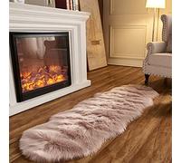 Arbosofe Faux Fur Sheepskin Rug Pink Home Area Rug for Bedroom, Fluffy Small Fur Rug, Fuzzy Furry Shaggy Rug for Living Room 2 x 6 Feet