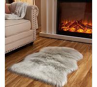 Arbosofe Faux Fur Sheepskin Rug Light Gray Home Area Rug for Bedroom, Fluffy Small Fur Rug, Fuzzy Furry Shaggy Rug for Living Room 2 x 3 Feet