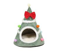 Arbre À Chat De Noël - Maison Pour Chat De 45.7 cm, Lit Pour Animal De Compagnie En Velours, Retraite Confortable Semi-fermée Avec Coussin Lavable Pour Chats De Petite À Moyenne Taille, Idéal Pour Jou