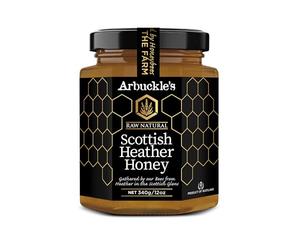 Arbuckle's Raw Scottish Heather Honey - Natural Unprocessed - Pure British Bee Honey, Unfiltered & Unpasteurized Luxury - Sugar Free - from the Scottish Glens (12oz (340g))