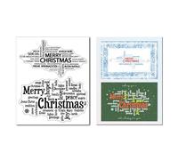Arbuya Christmas Words Background Clear Stamps for Card Making, Xmas Transparent Rubber Stamps for Journalings DIY Scrapbooking Decoration Handmade Crafts Notebook Christmas Card