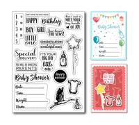 Arbuya Newborn Congratulaition Sentiment Clear Stamps for Card Making Baby Shower Greeting Verses Phrase Rubber Stamps Crane Silicone Stamps for DIY Scrapbooking Album Paper Crafting Decoration