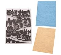 Arbuya Winter House Woodland Plastic Embossing Folders for Card Making or Journaling Christmas DIY Template Photo Album Paper Handmade Scrapbooking Craft Decoration Mold