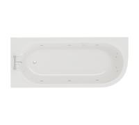 Arc 12 Jet Chrome Flat Jet Left Hand Curved Whirlpool Shower Bath with Acrylic Front Bath Panel | White | 1700mm x 750mm