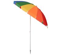 Arc. 2.4m Beach Umbrella with Sand Anchor Adjustable Tilt Carry Bag for Outdoor Patio Multicolour