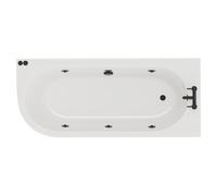 Arc 6 Jet Matt Black V-Tec Right Hand Curved Whirlpool Shower Bath with Acrylic Front Bath Panel | White | 1700mm x 750mm