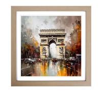 Arc de Triomphe Abstract Art No.1 Framed Print | 18x18 Inch Oak Framed Wall Art | Ready to Hang | Abstract Fantasy Picture | Living Room Bedroom Lounge Office