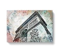 Arc De Triomphe In Paris France In Abstract Modern Art Canvas Wall Art Print Ready to Hang, Framed Picture for Living Room Bedroom Home Office Décor, 76x50 cm (30x20 Inch)