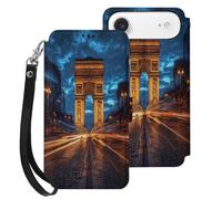 Arc De Triomphe in Paris France Leather Flip Phone Case Wallet Cover Compatible with iPhone 17/17 Air/17 Pro/17 Pro Max