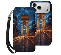 Arc De Triomphe in Paris France Leather Flip Phone Case Wallet Cover Compatible with iPhone 17/17 Air/17 Pro/17 Pro Max