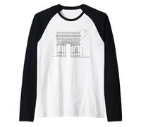 Arc De Triomphe Line Art History Buff Raglan Baseball Tee