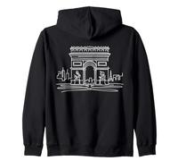 Arc De Triomphe Line Art Paris Zip Hoodie