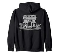 Arc De Triomphe Line Art Paris Zip Hoodie