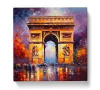 Arc de Triomphe Neo-Impressionism Canvas Print | Gallery Wrapped 30mm Frame Wall Art | 20x20 inches | Ready to Hang | Impressionist Picture | Living Room Bedroom Lounge Office