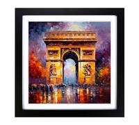 Arc de Triomphe Neo Impressionism Framed Wall Art Print 18x18 Inch Black