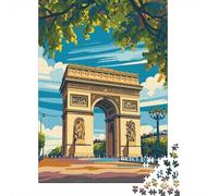 Arc De Triomphe, Paris Illustration 1000 Piece Jigsaw Puzzle, Romantic City Break Scene, 1000 Pieces for Adults, Travel Gift for Home Décor Fans, Decorative Artwork, 70x50cm/1000pcs