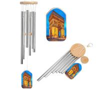 Arc De Triomphe Paris Night Aluminium Wind Chime Memorial Chimes Soothing Melodic Windchimes for Garden Backyard Patio Outside Decor
