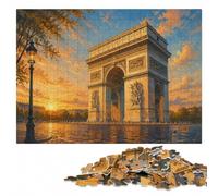 Arc De Triomphe Paris Vintage Poster Wood Puzzle, Adult Jigsaw, 1000 Pieces | Piece-by-piece progress - a simple way to organise the image over several sessions.