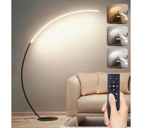 Arc Floor Lamp for Living Room, 25W Dimmable Standing Lamp with Remote Control, 3000K~6000K, Modern LED Floor Light, Bright Floor Reading Lamps for Bedroom, Office, Chair, Black 170CM