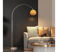 Arc Floor Lamp-Modern Standing Lamp for Living Room Bedroom, Orange Color Glass Lamp Shade, for Reading Office, Simple Design Home Decor for Christmas Thanksgiving Day