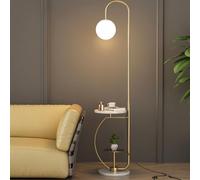 Arc Floor Lamp with Table 3 Color Temperatures Bright Floor Lamps Modern Creative Tall Lamp with Frosted Glass Shade 64.2" Height Standing Lamp Gold for Study Office Living Room