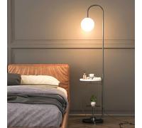 Arc Floor Lamp with Table 3 Color Temperatures Bright Floor Lamps Modern Creative Tall Lamp with Frosted Glass Shade 64.2" Height Standing Lamp Gold for Study Office Living Room