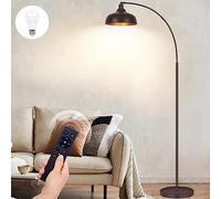 Arc Floor Lamps Bronze, Standing Lamps for Living Room with Remote Control, Foot Switch, Metal Shade, Arched Floor Lamp with Stepless Dimmable LED Bulb, Brown Floor Reading Tall Lamp for Bedroom