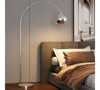 Arc Floor Lamps for Living Room,195Cm Modern Tall Standing Lamp Metal Floor Lamp with Adjustable Hanging Dome Shade,Over Couch Mid Century Arched Reading Lamp for Bedroom,Office,Chrome