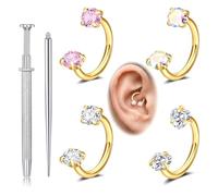 Arc Hoop Earrings for Women Backless with CZ Screwback Studs No Back Half Earring Jacket Set Hypoallergenic Stackable Cartilage for Daily Wear Jewelry Gifts, M, Cubic Zirconia, No Gemstone