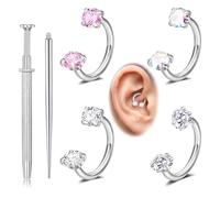 Arc Hoop Earrings for Women Backless with CZ Screwback Studs No Back Half Earring Jacket Set Hypoallergenic Stackable Cartilage for Daily Wear Jewelry Gifts, M, Cubic Zirconia, No Gemstone