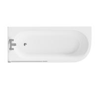 Arc Left Hand Curved Shower Bath with Bath Screen and Front Bath Panel | White | Acrylic | 1700mm x 750mm
