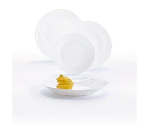 Arc Luminarc Harena Extra Resistant Opal Glass Dinnerware Set for 6 People, 18 Pieces, 100% Hygienic, White