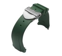 Arc Mouth Watch Strap Compatible With Tudor 1958 Black Bay Bronze Small Copper Flower Red Rubber Silicone Watchband 22mm(Green-silver)