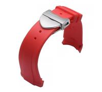 Arc Mouth Watch Strap Compatible With Tudor 1958 Black Bay Bronze Small Copper Flower Red Rubber Silicone Watchband 22mm(Red-silver)