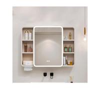 Arc-Shaped Aluminum Bathroom Mirror Cabinet with Makeup Mirror Wall-Mounted Storage Touch Switch Paper Hole 100cm/39.3in - Stylish & Functional Bathroom