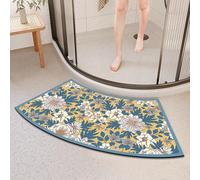 Arc-Shaped Shower Mat, Diatomaceous Earth Non-Slip Bath Mat, Super Absorbent Curved Mat for Outside Shower, Quadrant & Circular Showers (E, 45CMx100CM(18x40IN))