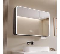 Arc Smart Medicine Cabinet with LED Mirror Defogger Modern Bathroom Storage Solution Illuminated Mirror Stylish and Functional Wall-Mounted Design