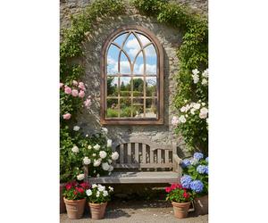 Arc Window Soho Wall Mirror BlackGold Deco 73x48Cm