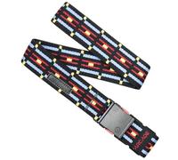 Arcade Belts A2 Slim Adventure Belt: Heavy Duty Stretch, Metal Free Buckle, Keyah - Black/Sky, Standard (Up to 40"); 1.25" Slim Width