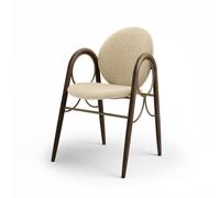 Arcade Dining Chair Frame In Brass Metal and Smoked Oak With Upholstery In Cream 0019