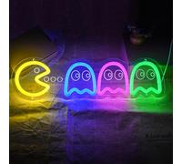 Arcade Game Neon Sign, Retro 3D Ghost Arcade Game Light, Pac Man and Ghosts Light, Retro Ghost Decor with USB/Switch Neon light for Gaming Room Man Cave Birthday Halloween Christmas Gift
