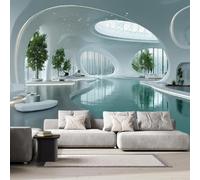 Arcade Photo Wallpaper for Bedroom Indoor Water Feature Futuristic 3D Small Wall Mural, Removable Peel and Stick Self-Adhesive Wall Decal for Boys Girls Living Room Office Decor 79"x 55" 9U-45
