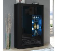 Arcadia 140cm Display Cabinet 140cm LED - Black Gloss Doors