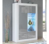 Arcadia 140cm Display Cabinet LED - White & Grey Gloss Doors