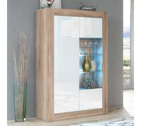 Arcadia Display Cabinet 140cm - Oak & White Gloss Doors