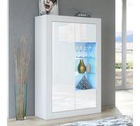 Arcadia Display Cabinet 140Cm White With High Gloss Doors And Led Lighting - Creative Furniture