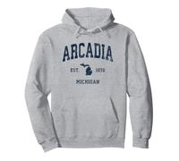 Arcadia Michigan MI Vintage Athletic Navy Sports Design Pullover Hoodie